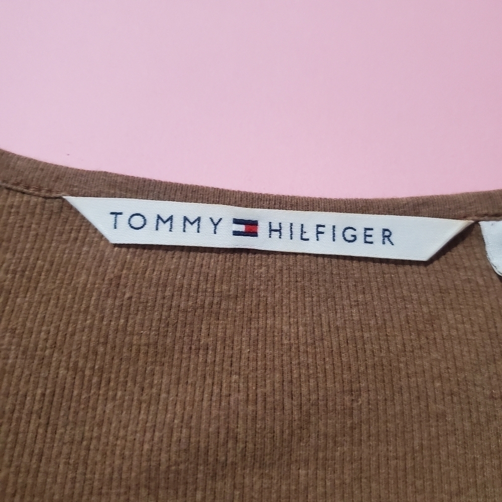 Tommy Hilfiger Olive Green Zip Up Knit Sweater - Picture 2 of 8